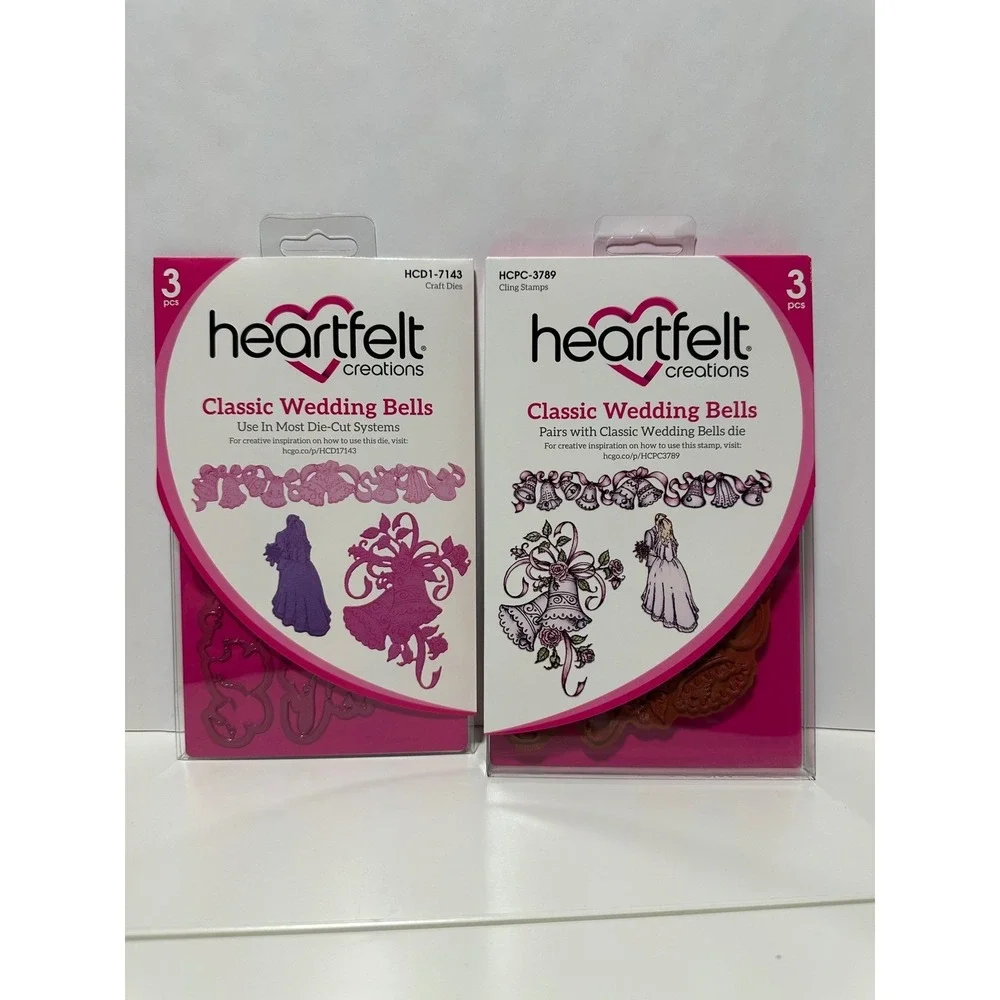 Heartfelt Creations Classic Wedding Bells Die HCD1-7143 & Stamp HCPC-3789 Set